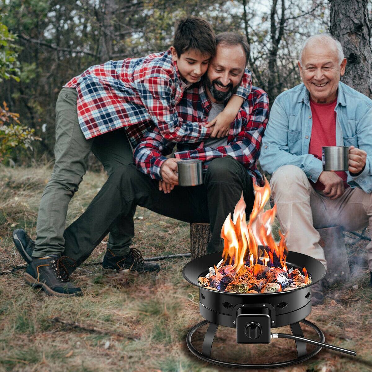 Alt View 1. Costway - Costway Portable Fire Pit Outdoor 58,000 BTU Propane Patio Lava Rocks Camping Events - Black.