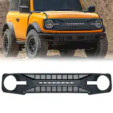 Front. AMERICAN MODIFIED - AMERICAN MODIFIED Front Grille w/ Lights for 21-24 Ford Bronco w/o Front Camera - 21-23 Bronco w/ Off-road Lights.