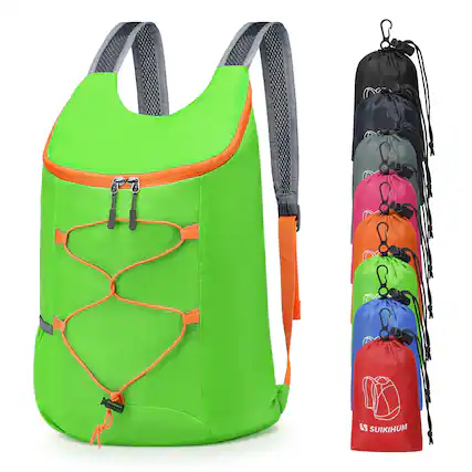Front. Unique Bargains - 20L Hiking-Daypack Lightweight Foldable Travel Packable Backpack for Camping Cycling Outdoor - Green.