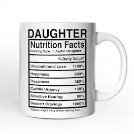 OrnamentallyYou - Daughter Nutrition Facts Mug, Birthday Gift - White