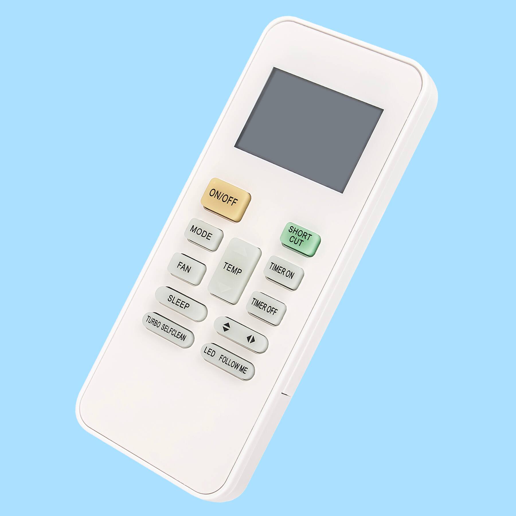 ON/OFF MODE SHORT CUT FAN TEMP TIMER ON TIMER OFF SLEEP TIMER ON TURBO SELFCLEAN LED FOLLOW ME