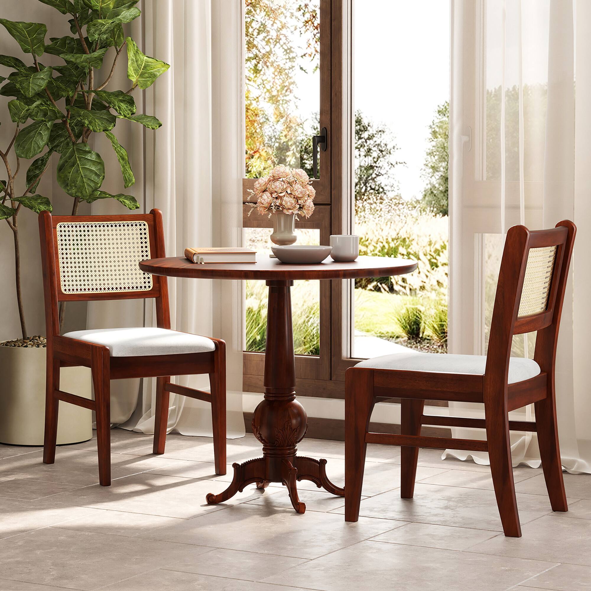 Alt View 3. Gymax - Gymax 4PCS Rattan Dining Chairs Upholstered Kitchen Chairs w/ Rubber Wood Frame - Brown, Natural.
