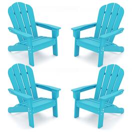 Gymax - 4PCS Kid's Adirondack Chair All-Weather HDPE Toddler Lawn Chair w/ Ergonomic Design - Turquoise