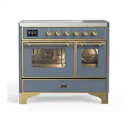ILVE - Majestic II 40 inch Induction Range with 6 Elements ( Brass Trim) - Blue Grey