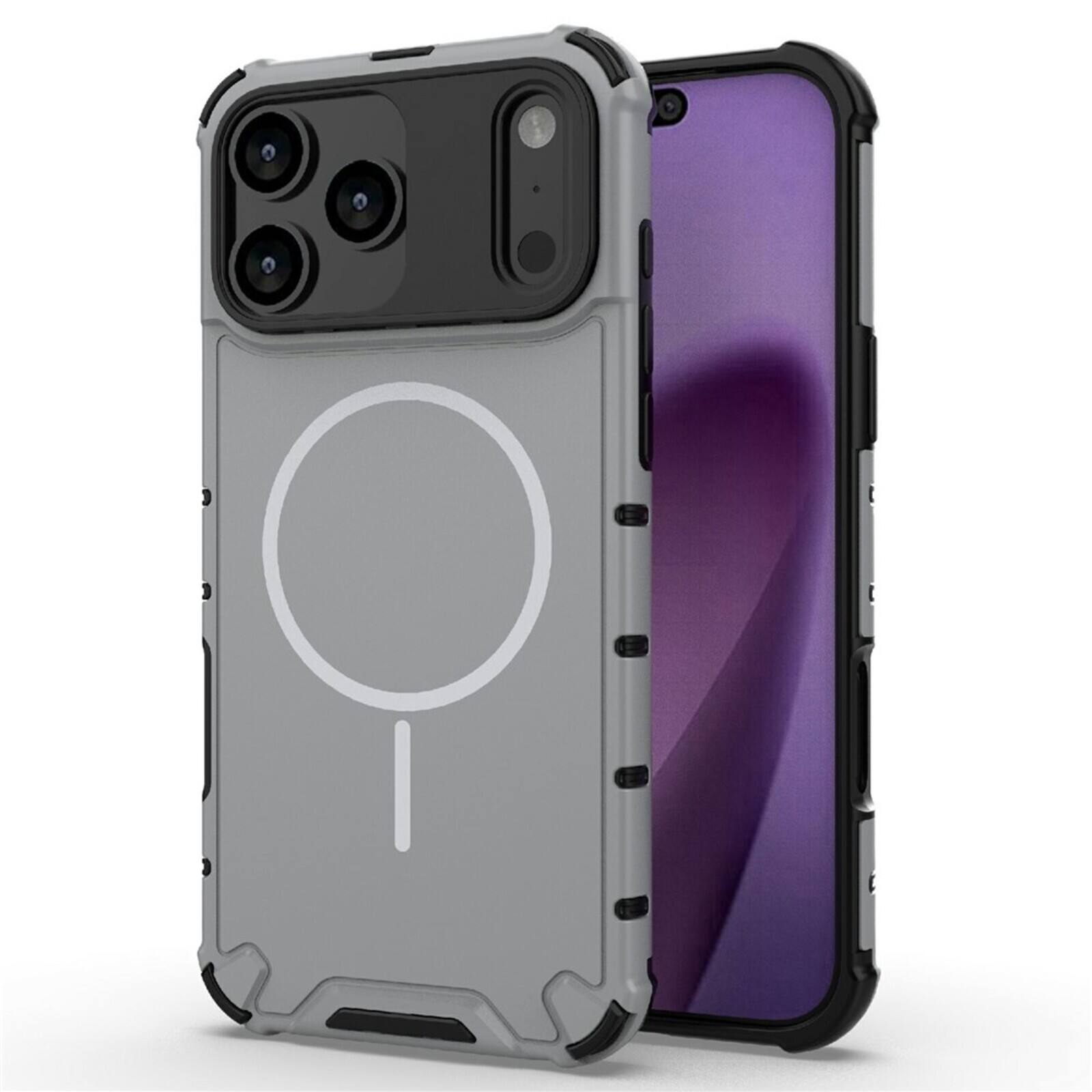 Front. UUCOVER - Magnetic Case for Apple iPhone 18 Pro, Compatible with MagSafe, Shockproof Drop Protection Slim Heat Dissipation Cover - Lightgray.
