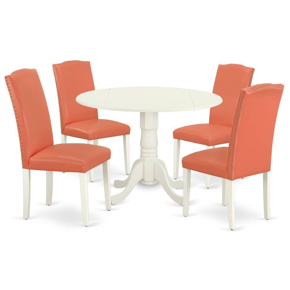 Left. East West Furniture - Dining Room Set Linen White - Brown.