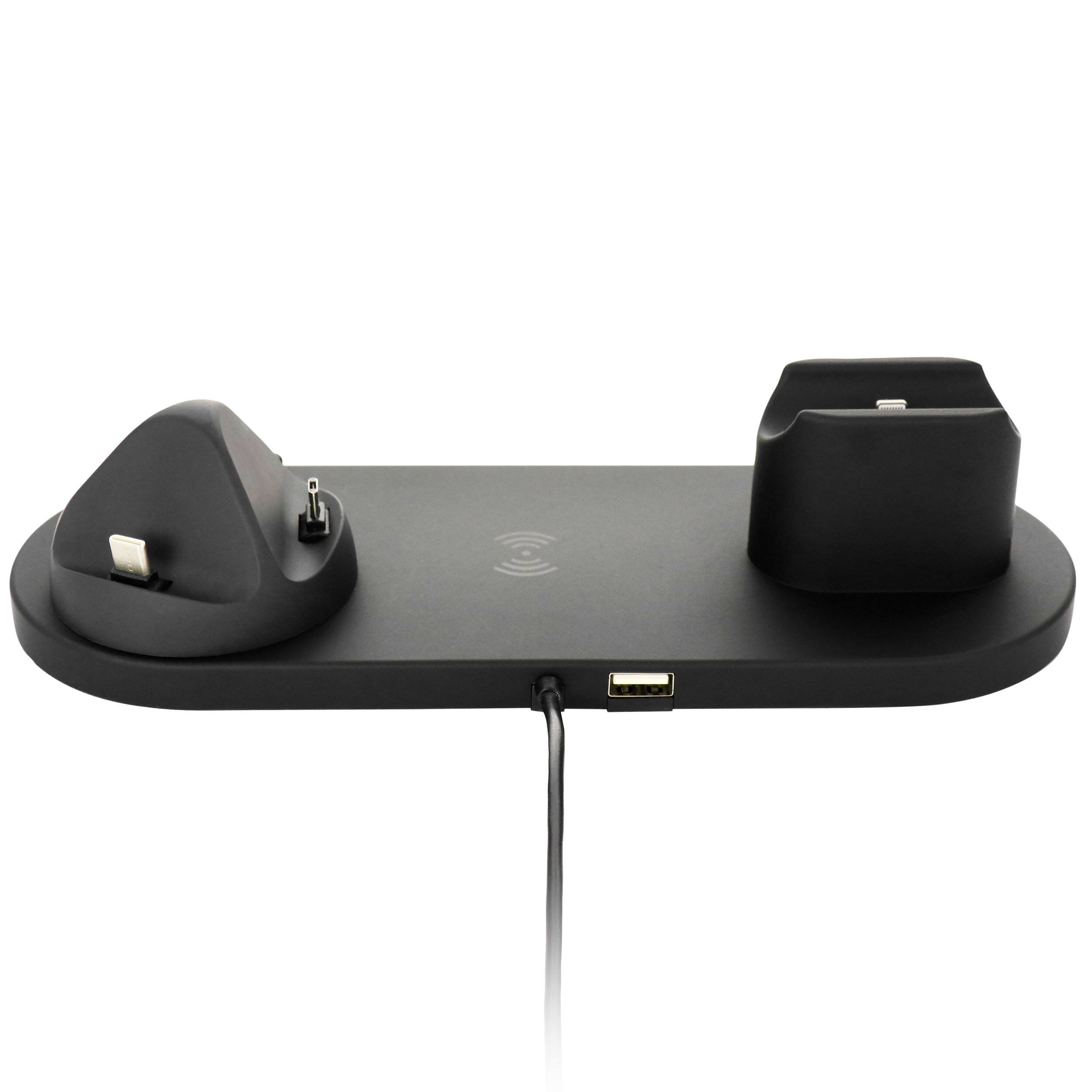 Alt View 4. Trexonic - Trexonic Wireless Charger 6 in 1 Charger Dock with Wireless Charging Station in Black - Black.