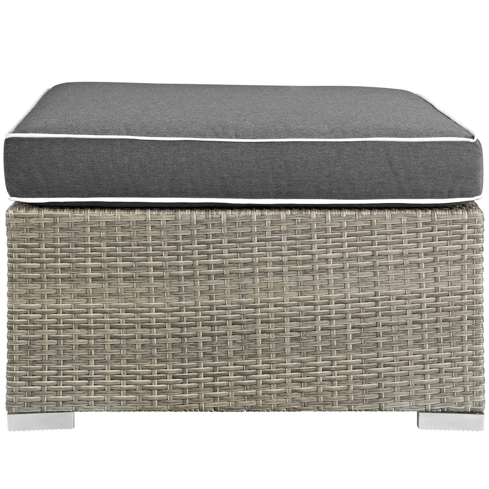 Angle. Modway - Repose Outdoor Patio Upholstered Fabric Ottoman by Modway - Light Gray Charcoal.