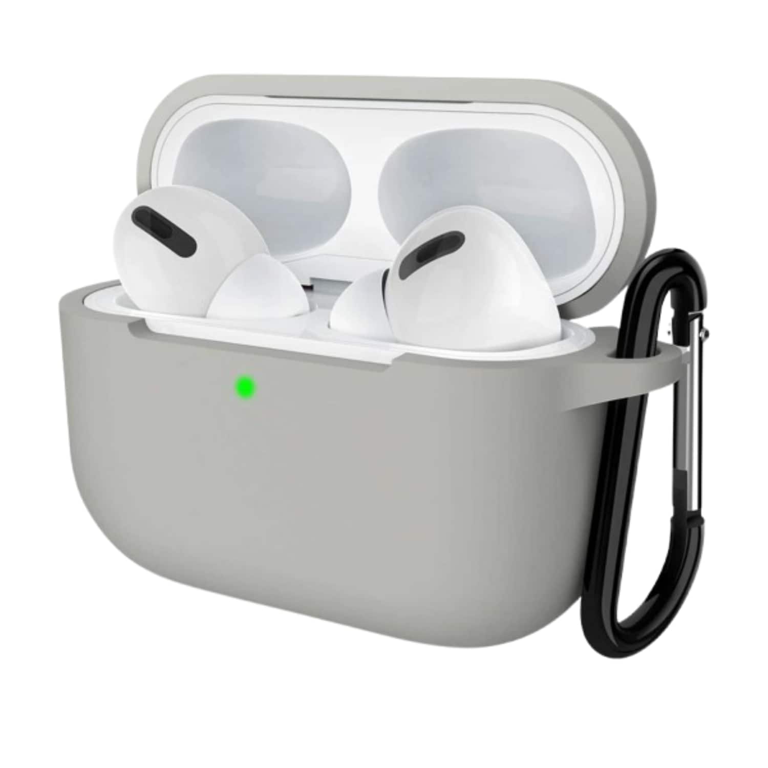 Front. Stock Preferred - Silicone Protective Case Shockproof Cover for AirPods Pro with Keychain Grey - Grey.