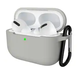 Stock Preferred - Silicone Protective Case Shockproof Cover for AirPods Pro with Keychain Grey - Gray