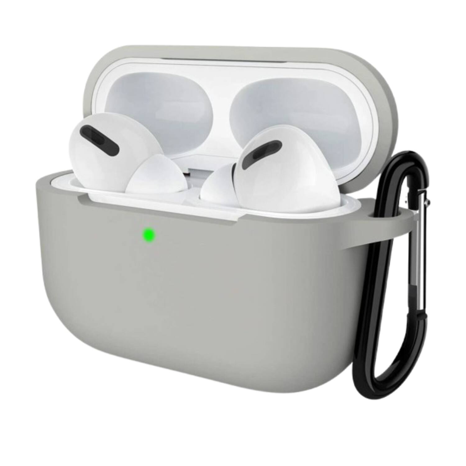 Front. Stock Preferred - Silicone Protective Case Shockproof Cover for AirPods Pro with Keychain Grey - Grey.