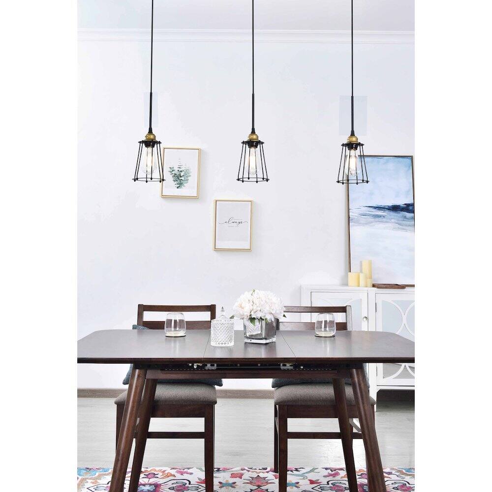 Living District Auspice 3 Light Pendant Brass And Black - Best Buy