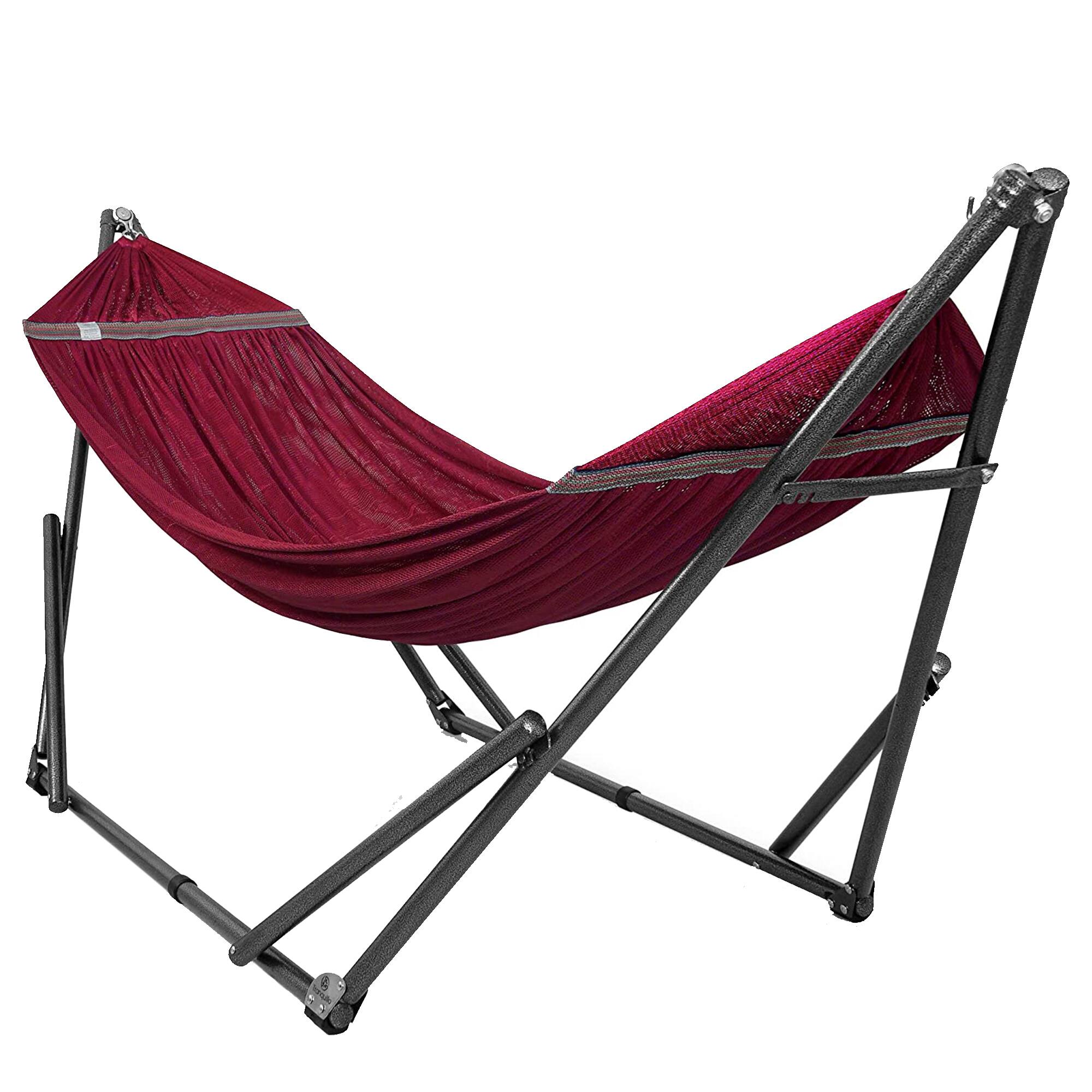 Alt View 1. Tranquillo - Tranquillo Universal 106.5" Double Hammock with Adjustable Stand and Bag, Red - Red.