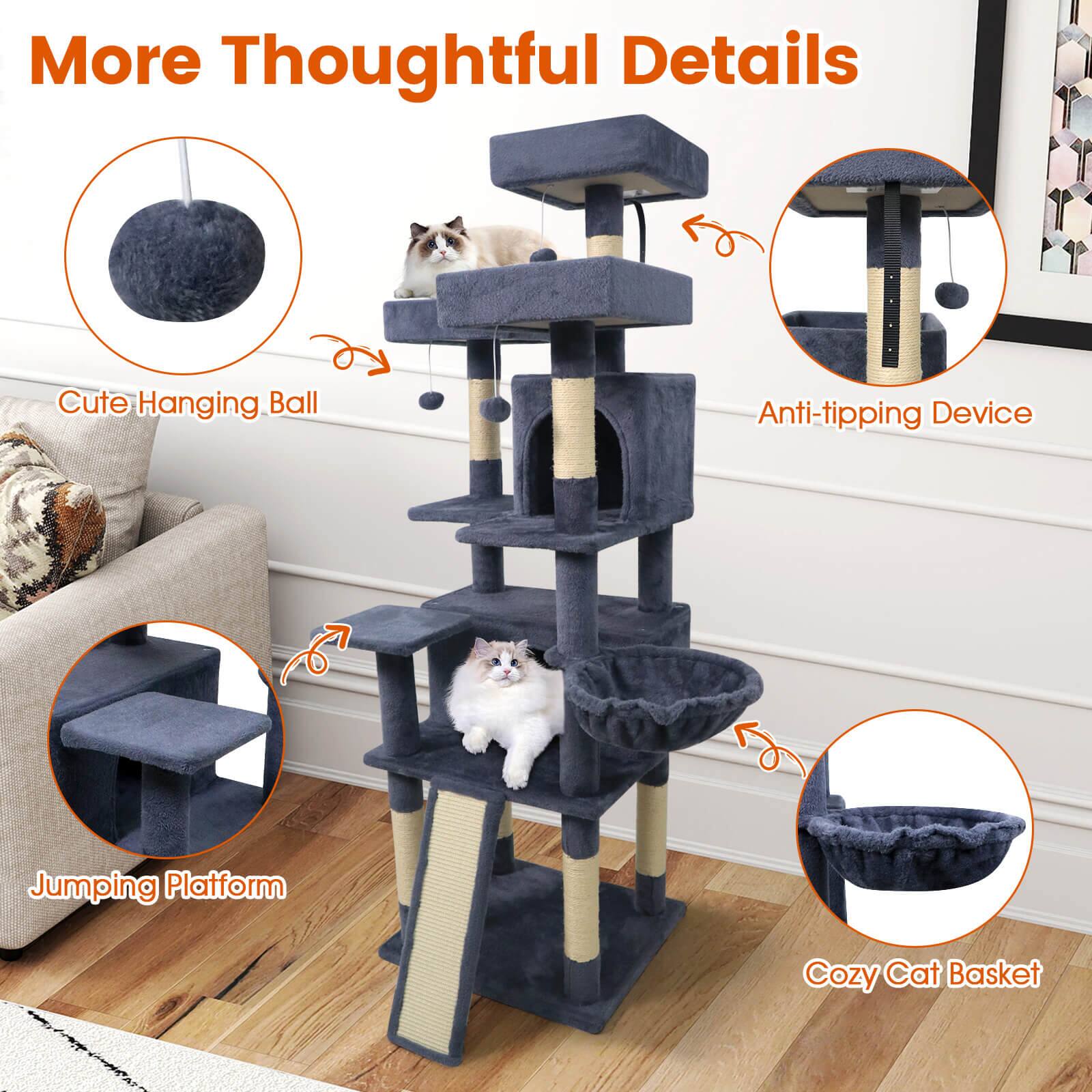 More Thoughtful Details

- Cute Hanging Ball
- Anti-tipping Device
- Jumping Platform
- Cozy Cat Basket
