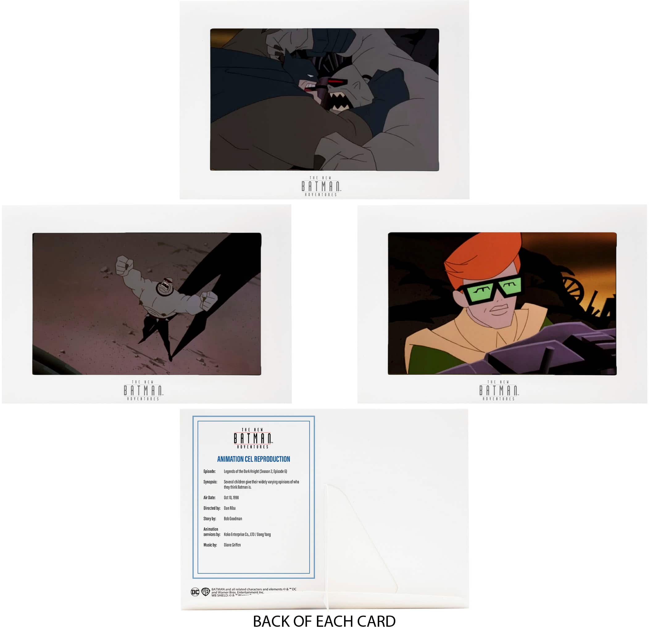 The text on the image reads: "BACK OF EACH CARD".