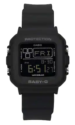 PROTECTION
CASIO
FRI
8-30
6:51 27
PM
SEARCH
LIGHT
ADJUST
MODE
WR10BAR
BABY-G