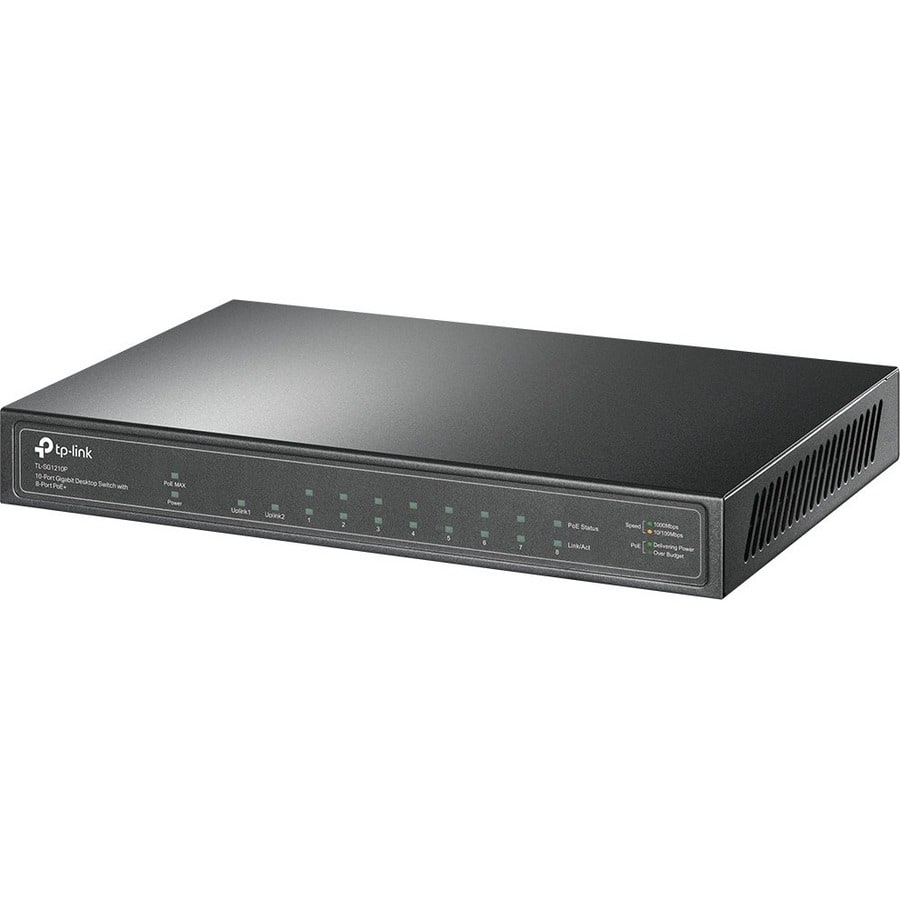 TP Link TL SG1210P 8 Port Gigabit PoE Switch 8 PoE+ Ports @63W, w