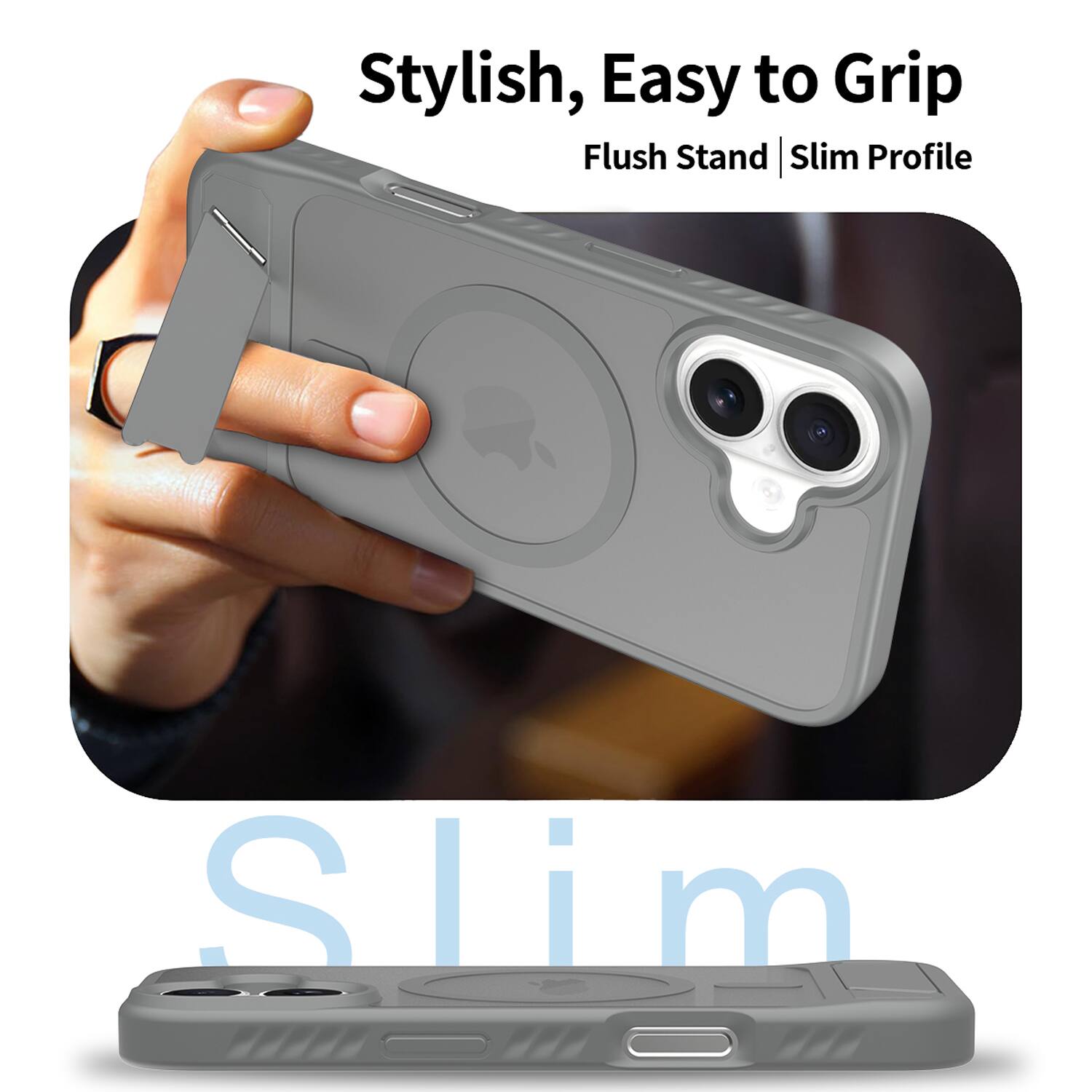 Dteck for Apple iPhone 17 Translucent Matte Case,Shockproof Stand Slim ...