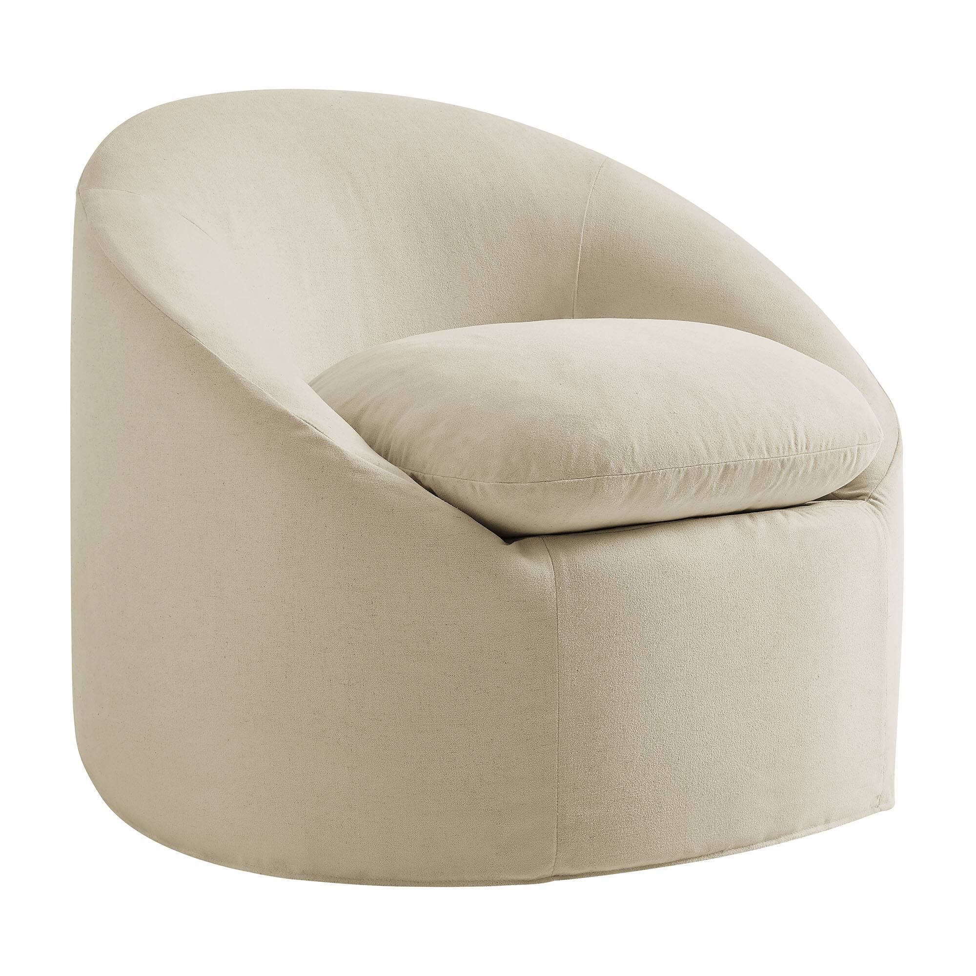Angle. Modway - Sadie Slipcovered Linen-Blend Round Accent Chair by Modway - Linen.