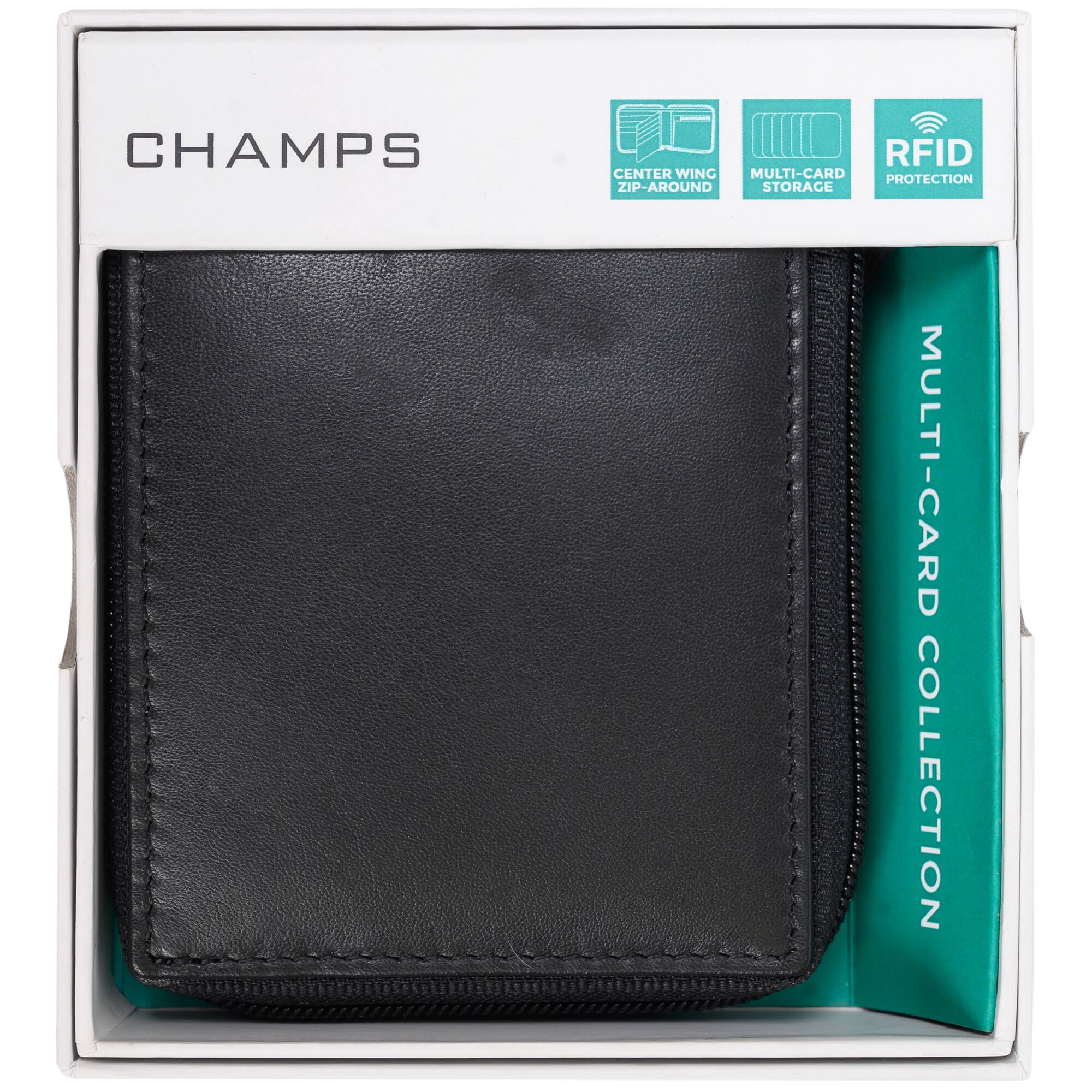 CHAMPS  
RFID PROTECTION  
CENTER WING ZIP-AROUND  
MULTI-CARD STORAGE  
MULTI-CARD COLLECTION