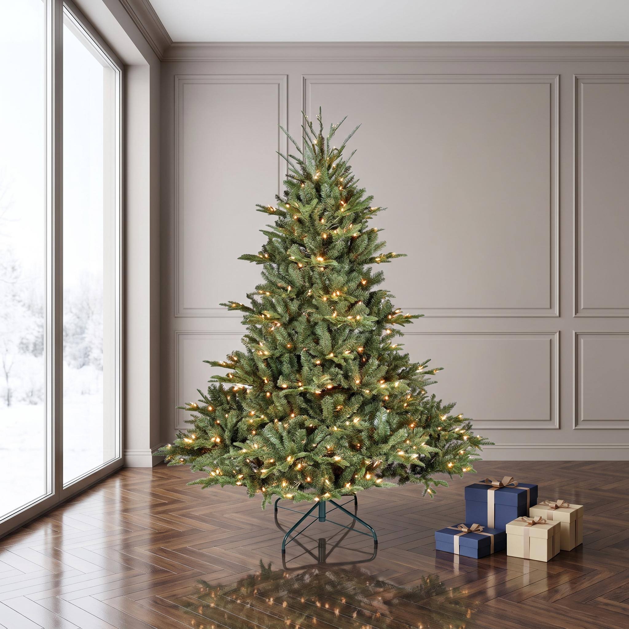Alt View 6. Forest'nSky - 5 ft. Full-Shape Pre-Lit Christmas Tree with 350 UL Lights, 1129 PE/PVC Tips, 44 in. Wide Base - Green.