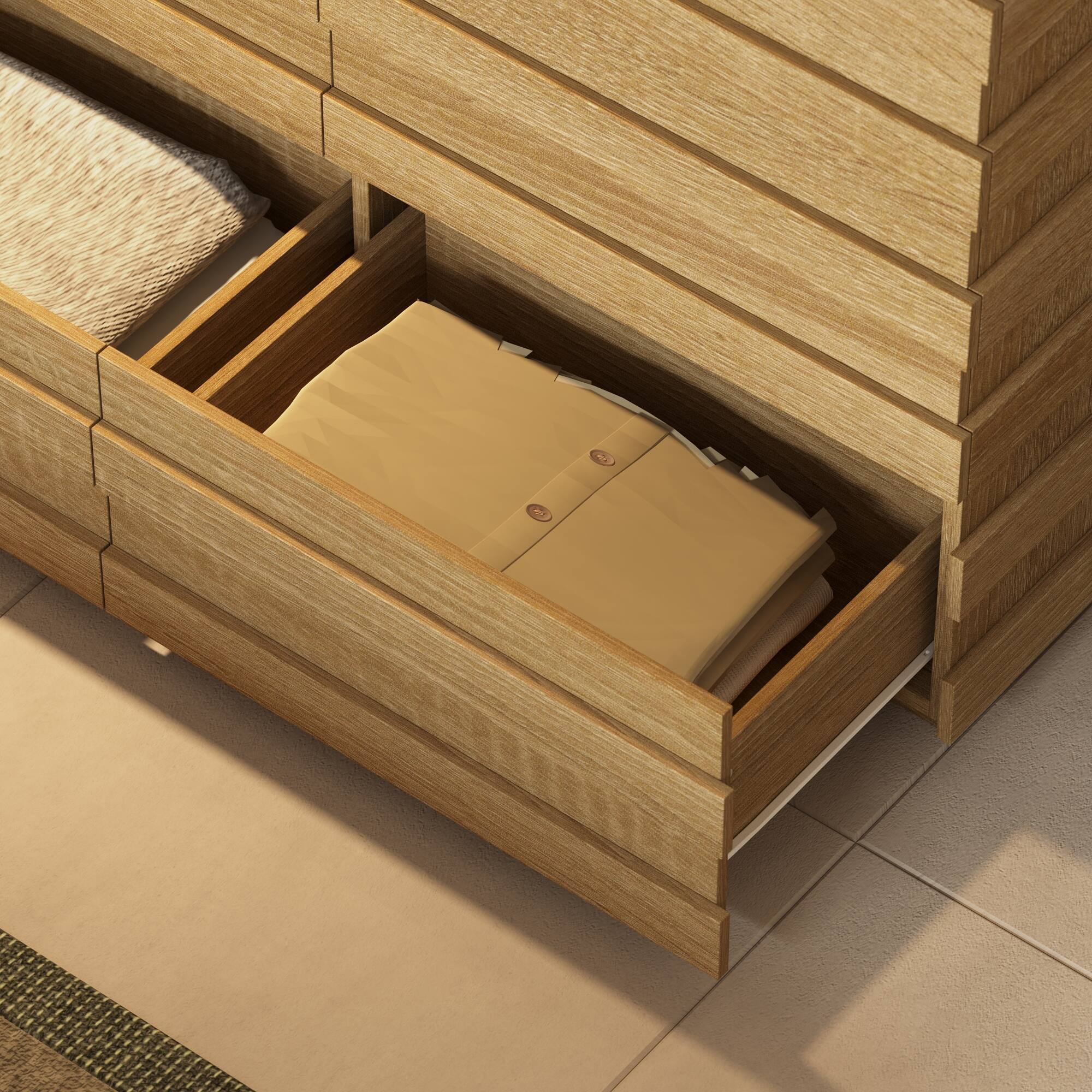 Alt View 9. FUFU & GAGA - FUFU&GAGA 9 - Drawer Horizontal Dresser with Japandi - Inspired Design - Wooden.