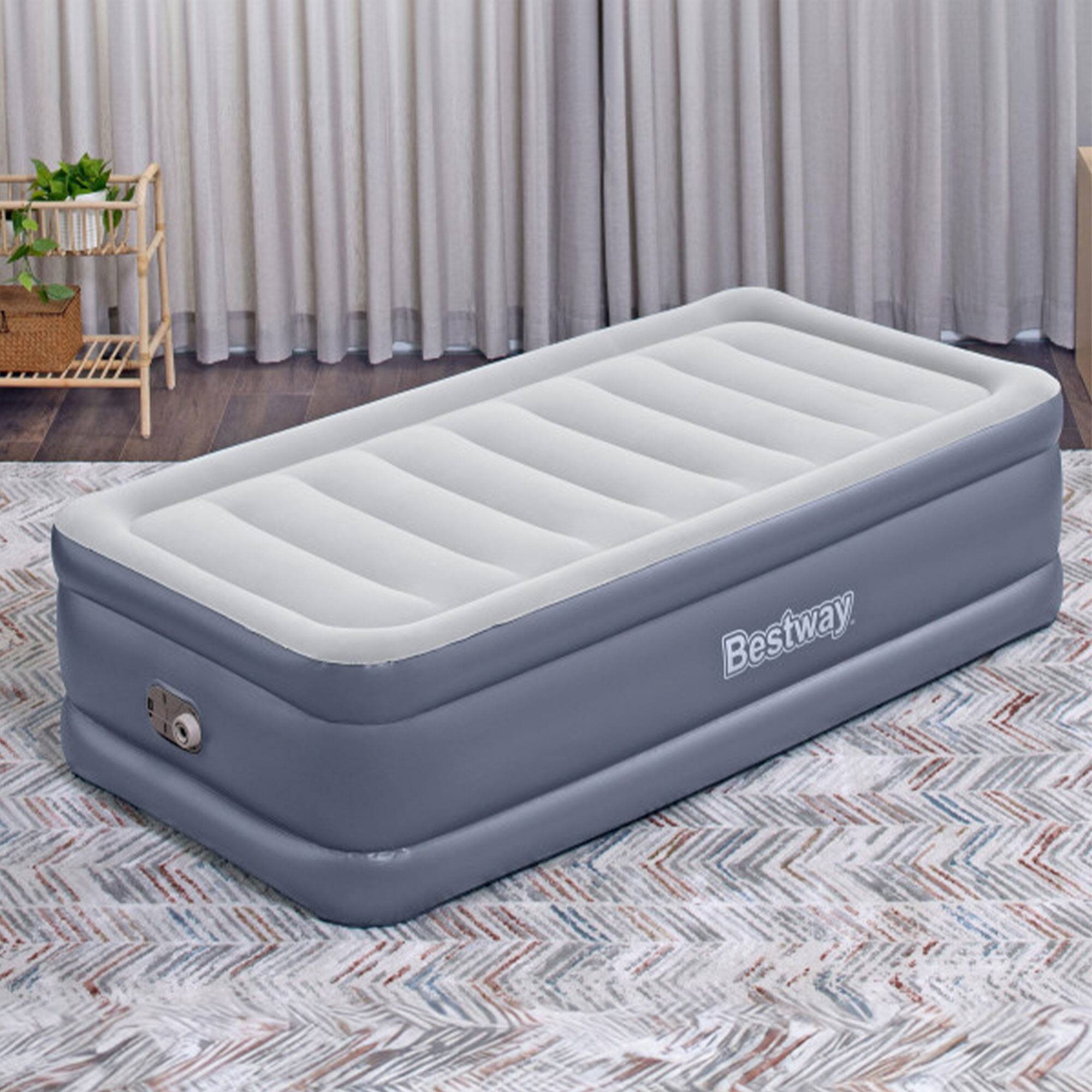 Alt View 10. Bestway - Bestway Tritech Air Mattress Inflatable Twin-Sized Bed with Built-In AC Pump - Gray.