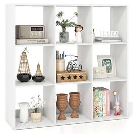 Costway - 9-Cube Open Bookshelf with Anti-tip Kits Home Modern Style Storage Shelf for Study - White