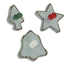 Zeckos - Set of 3 Oversized Galvanized Zinc Finish Christmas Cookie Cutter Wall Hangings - Silver