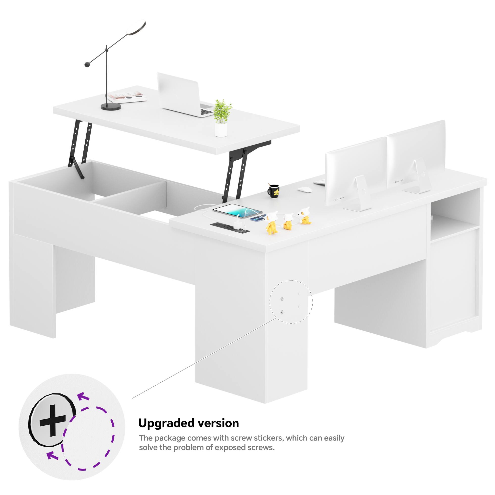 Upgraded version  
The package comes with screw stickers, which can easily solve the problem of exposed screws.