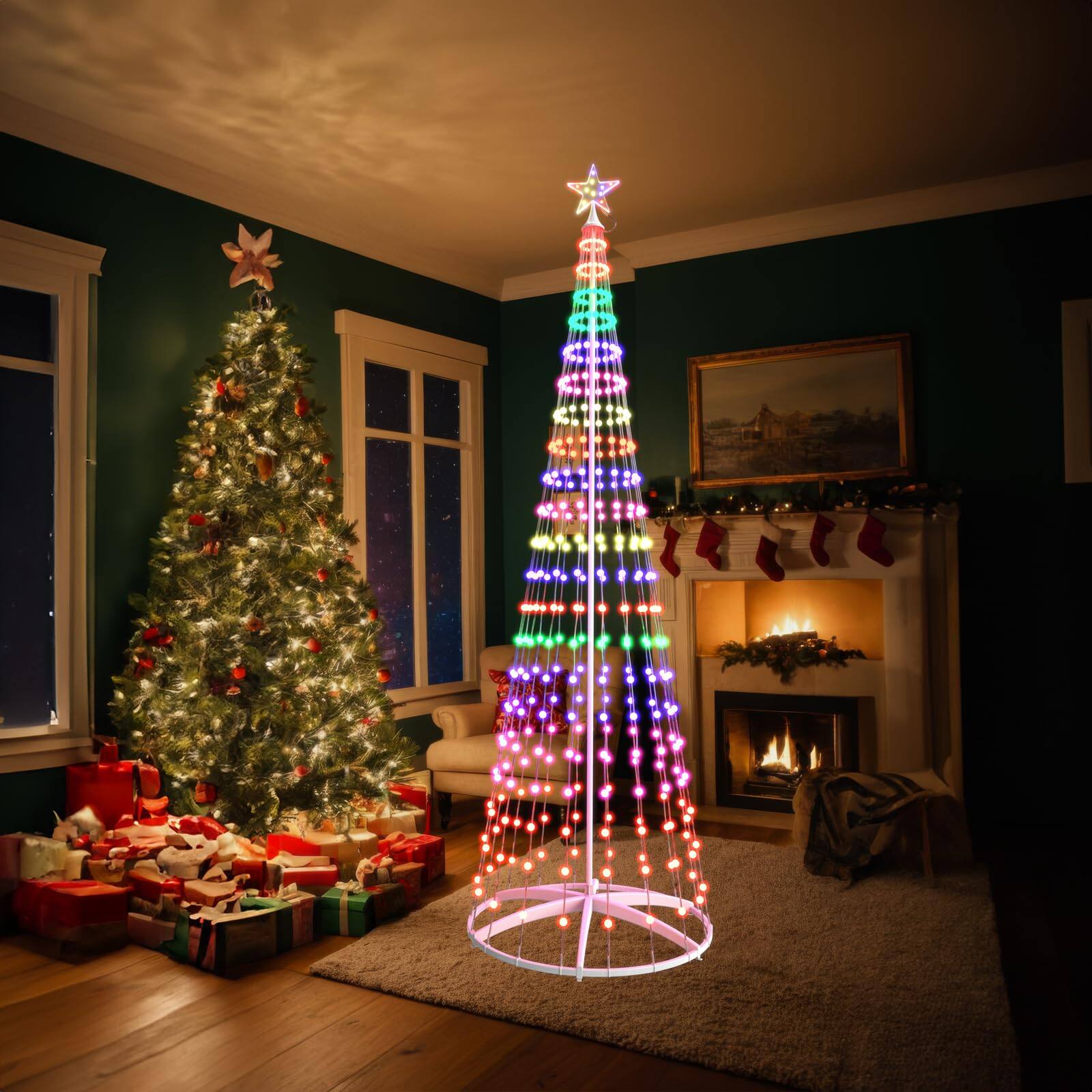 Alt View 1. TECH SAFARI - Christmas Tree With Lights 352 Led Smart Color Change App & Remote Control Timer Music Sync Diy Rgb Outdoor... - Default.