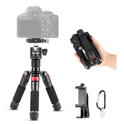 Front. Neewer - Mini Desk Tripod for Camera & Phone, 20", 360° Ball Head, TP-AAM521.