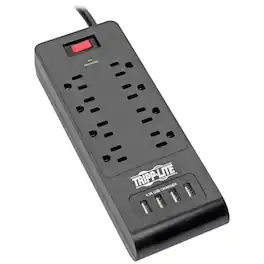 Tripp Lite - By Eaton 800-joules Surge Protector, 8 Outlets With 4 Usb Ports, 6-ft. Cord, Tlp864usbb - Black