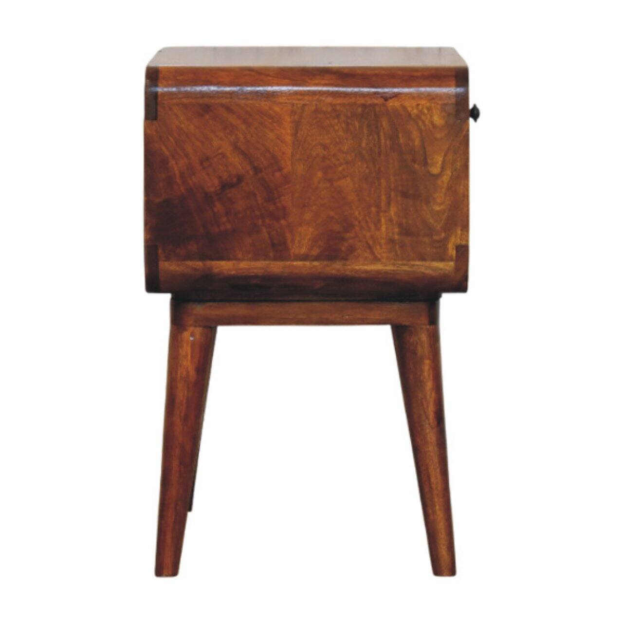 Alt View 4. Artisan Furniture - Artisan Furniture Solid Wood Avora Chestnut Nightstand with Drawer and open slot - Chestnut.