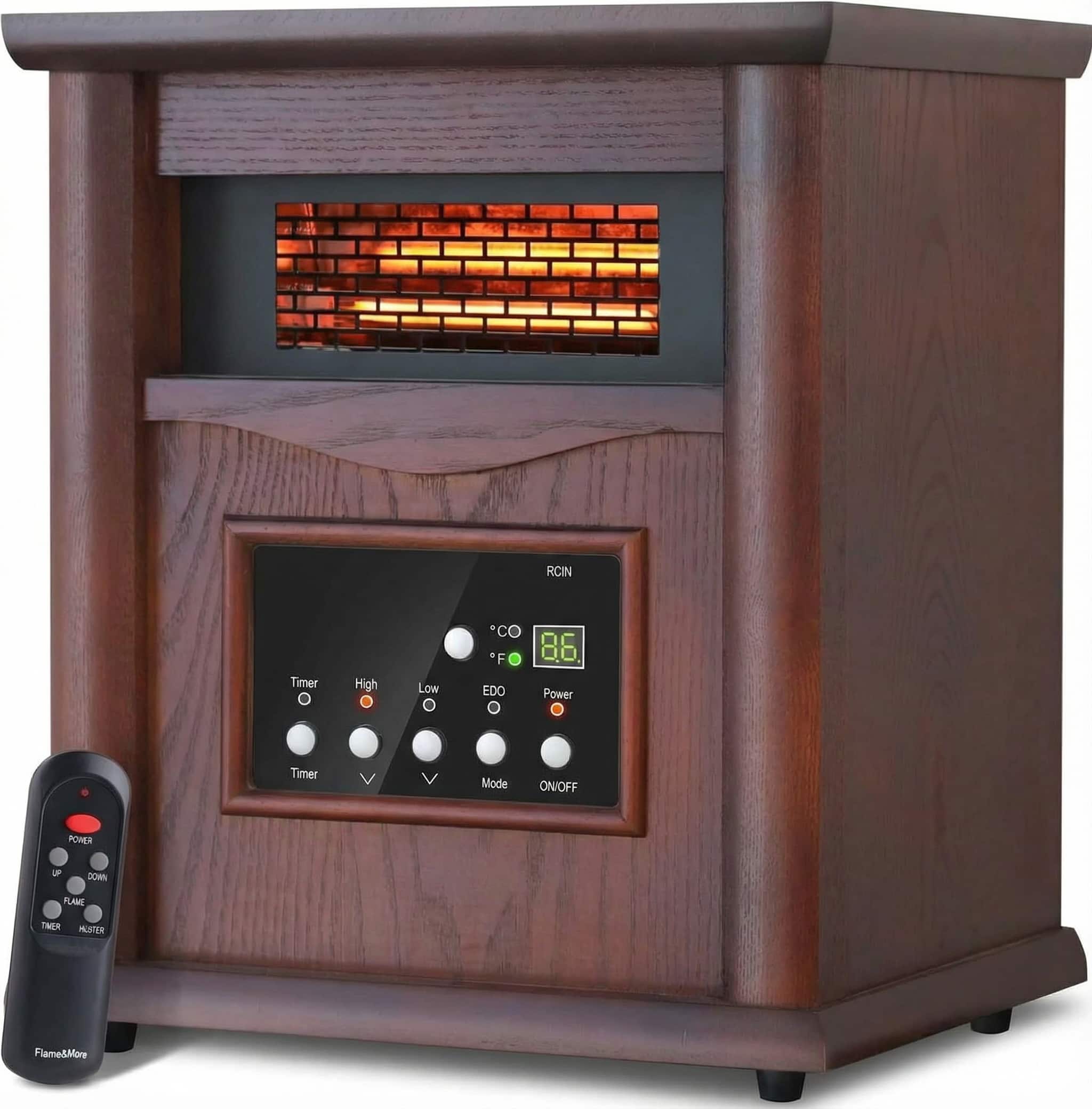 Airo Comfort - Electric Infrared Space Heater – 1500W Quartz Heater for Indoor Use with Remote Control - Dark