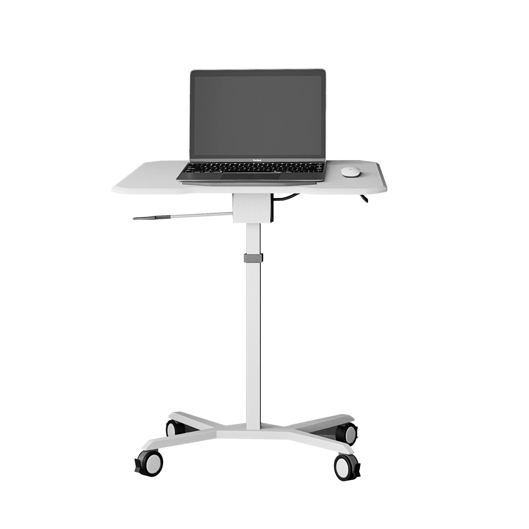 Alt View 5. GOODSILO - Adjustable Height Mobile Laptop Stand with Tiltable Tabletop for Sit-to-Stand Workstation - White.