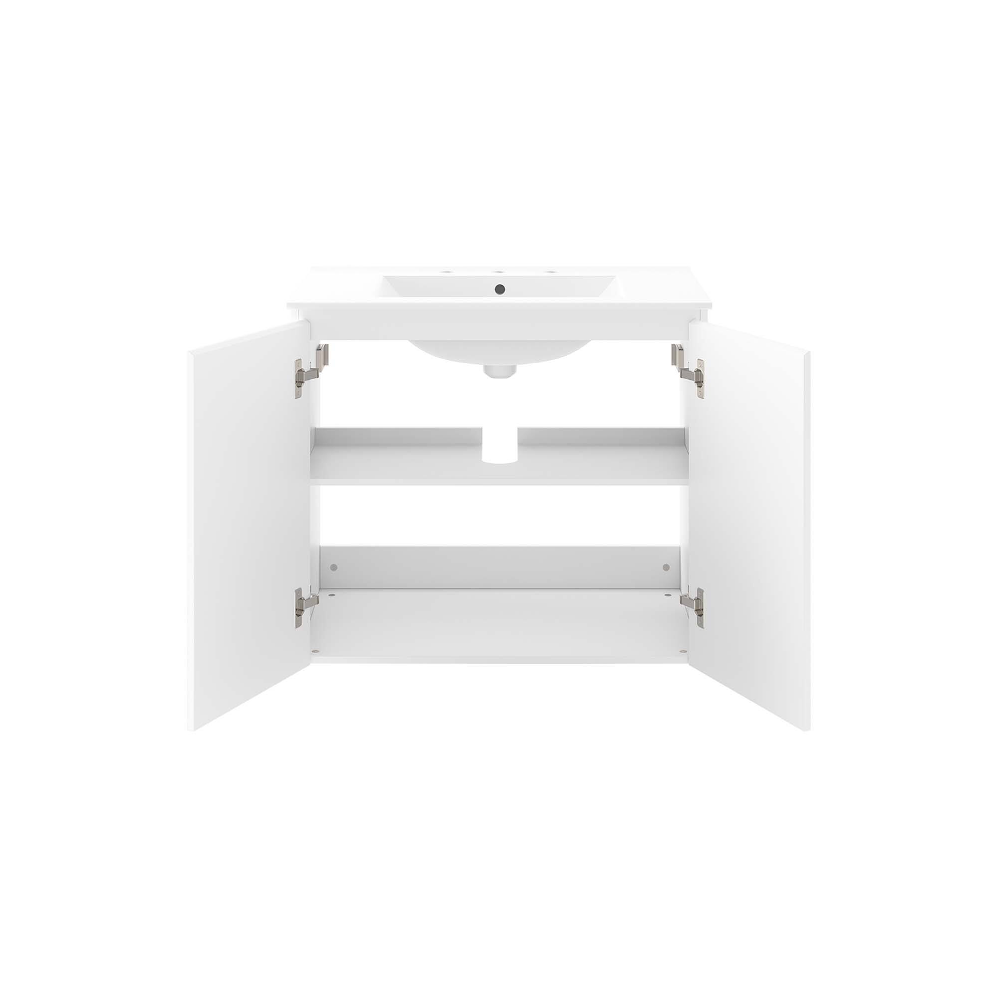 Alt View 2. Modway - Bryn Wall-Mount Bathroom Vanity Basin Included - White White.