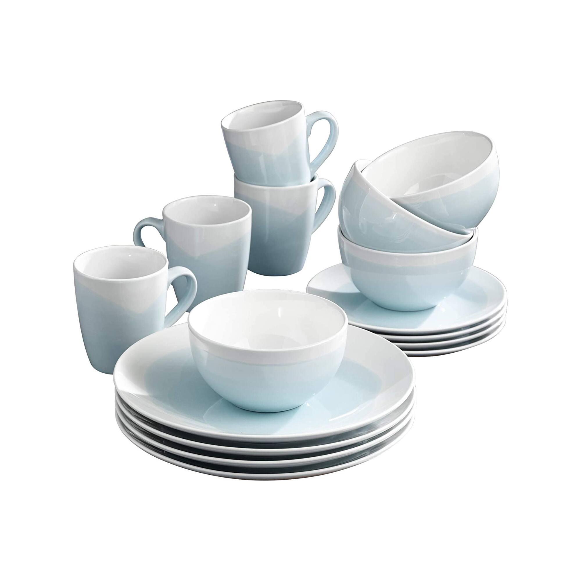 Front. American Atelier - Oasis Mint16 PC Dinner Set - Blue.