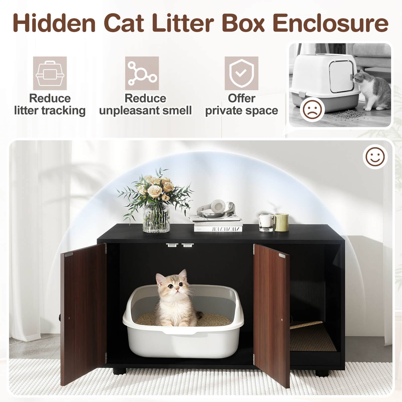 Hidden Cat Litter Box Enclosure

- Reduce litter tracking
- Reduce unpleasant smell
- Offer private space