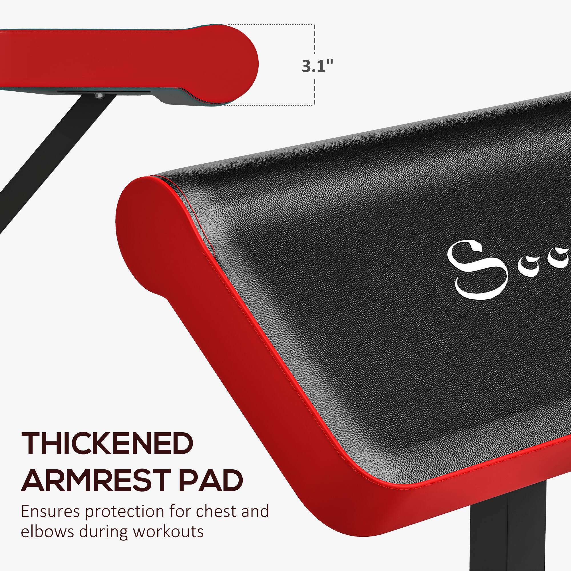 3.1" Thickened Armrest Pad  
Ensures protection for chest and elbows during workouts