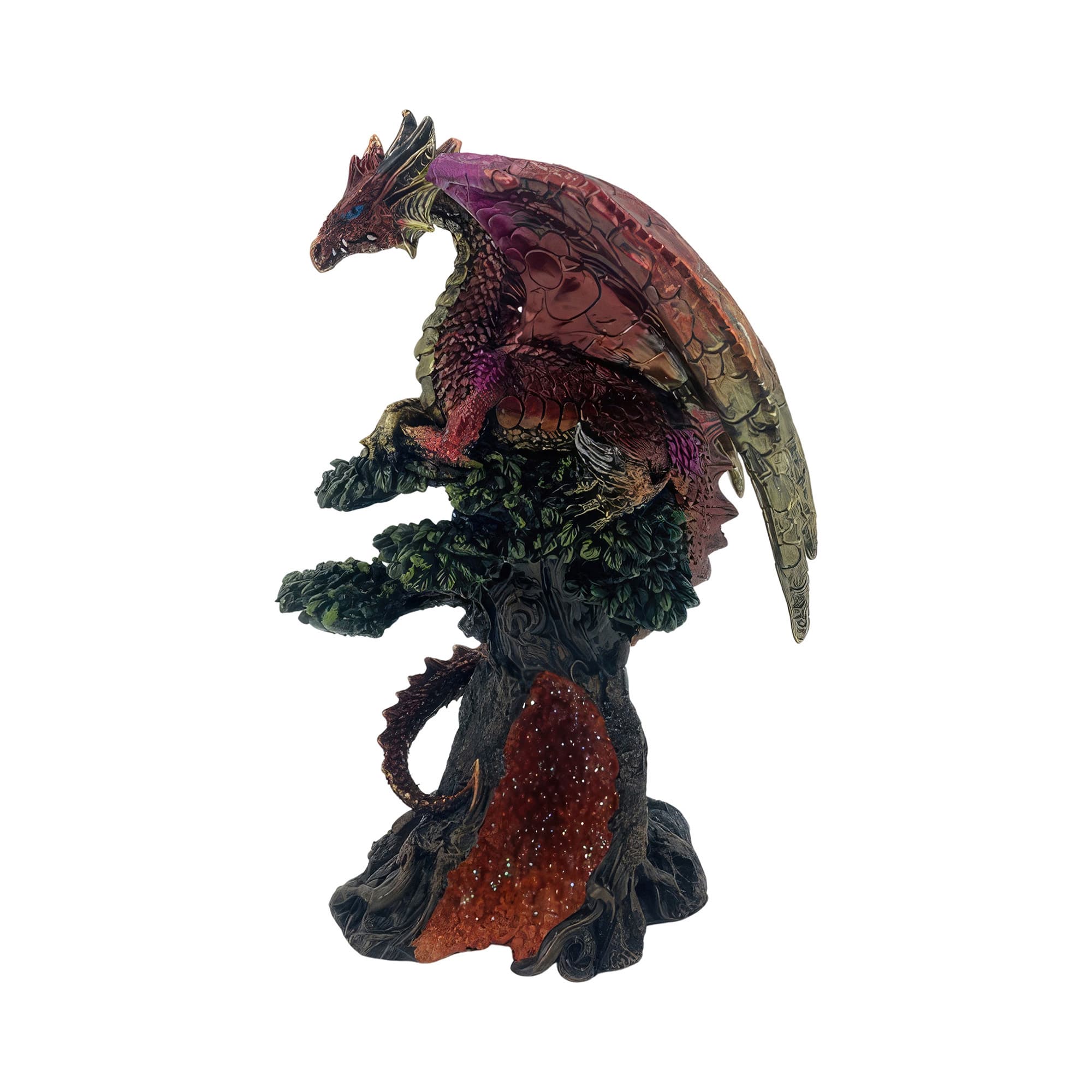 FC Design - 10"H Dragon on Tree Figurine Statue Office/Computer Desk Tabletop Medieval Gaming Home Decor Gift - Multi-Color