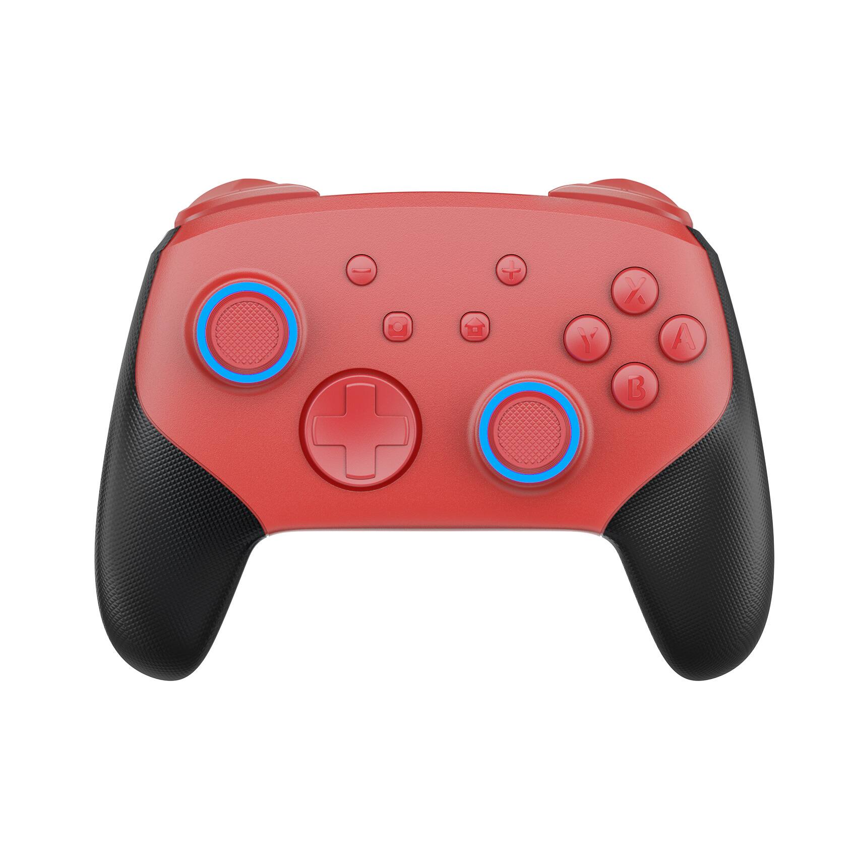 Front. Cluzine - Game Controller Mechanical Buttons Metal Joystick Non-Slip Grip Light Burst Fire Gamepad - Red.