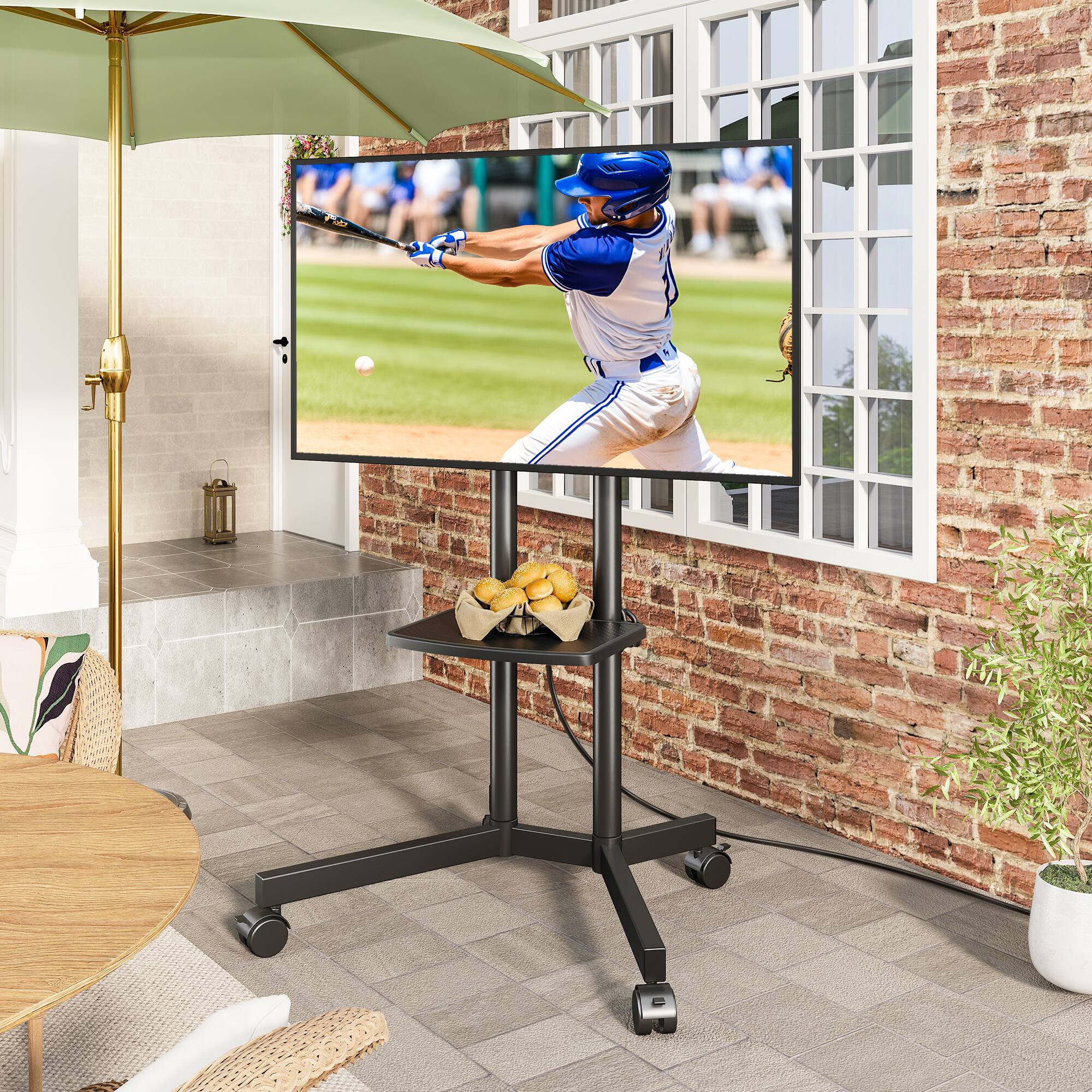 Left. Rfiver - 32-75 inch mobile floor-standing TV stand - Blcak.