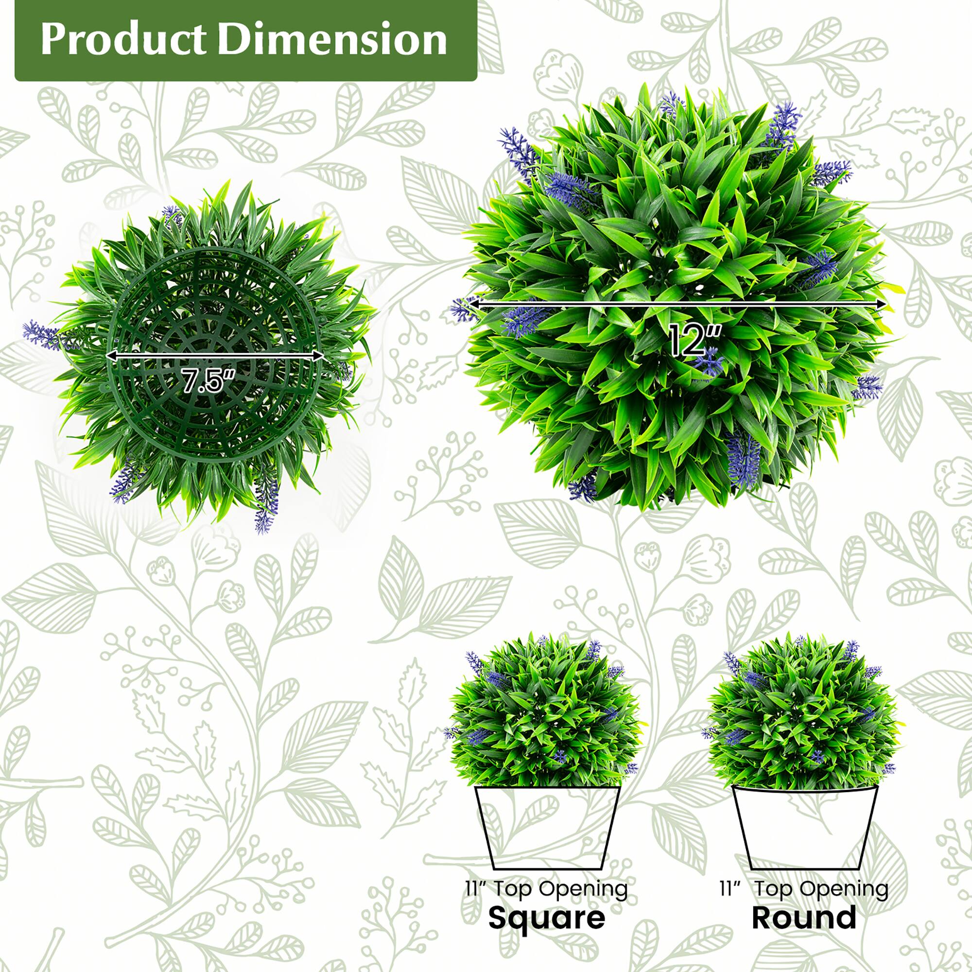 Product Dimension

- 7.5" Top Opening Round
- 12" Top Opening Square
- 11" Top Opening Square
- 11" Top Opening Round