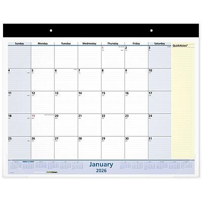 AT-A-GLANCE - 2026 QuickNotes 21.75" x 17" Monthly Desk Pad Calendar - Multicolor