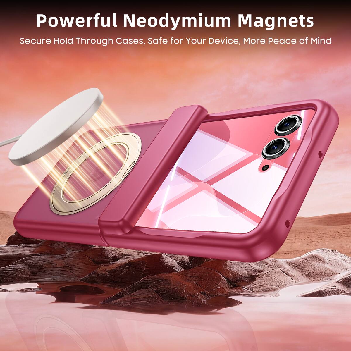 Powerful Neodymium Magnets  
Secure Hold Through Cases, Safe for Your Device, More Peace of Mind
