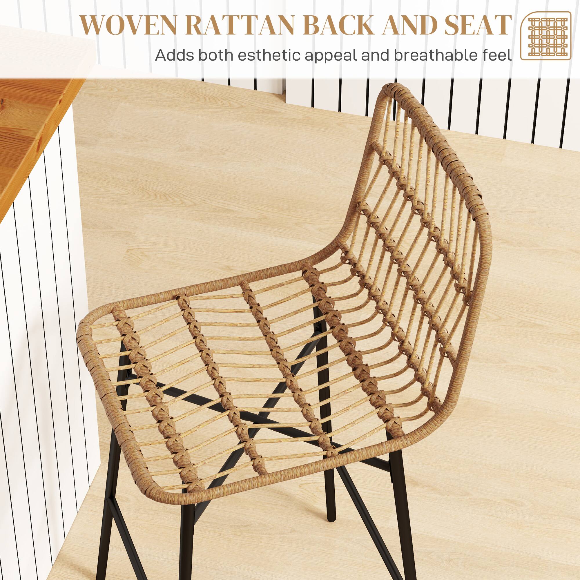 WOVEN RATTAN BACK AND SEAT
Adds both esthetic appeal and breathable feel