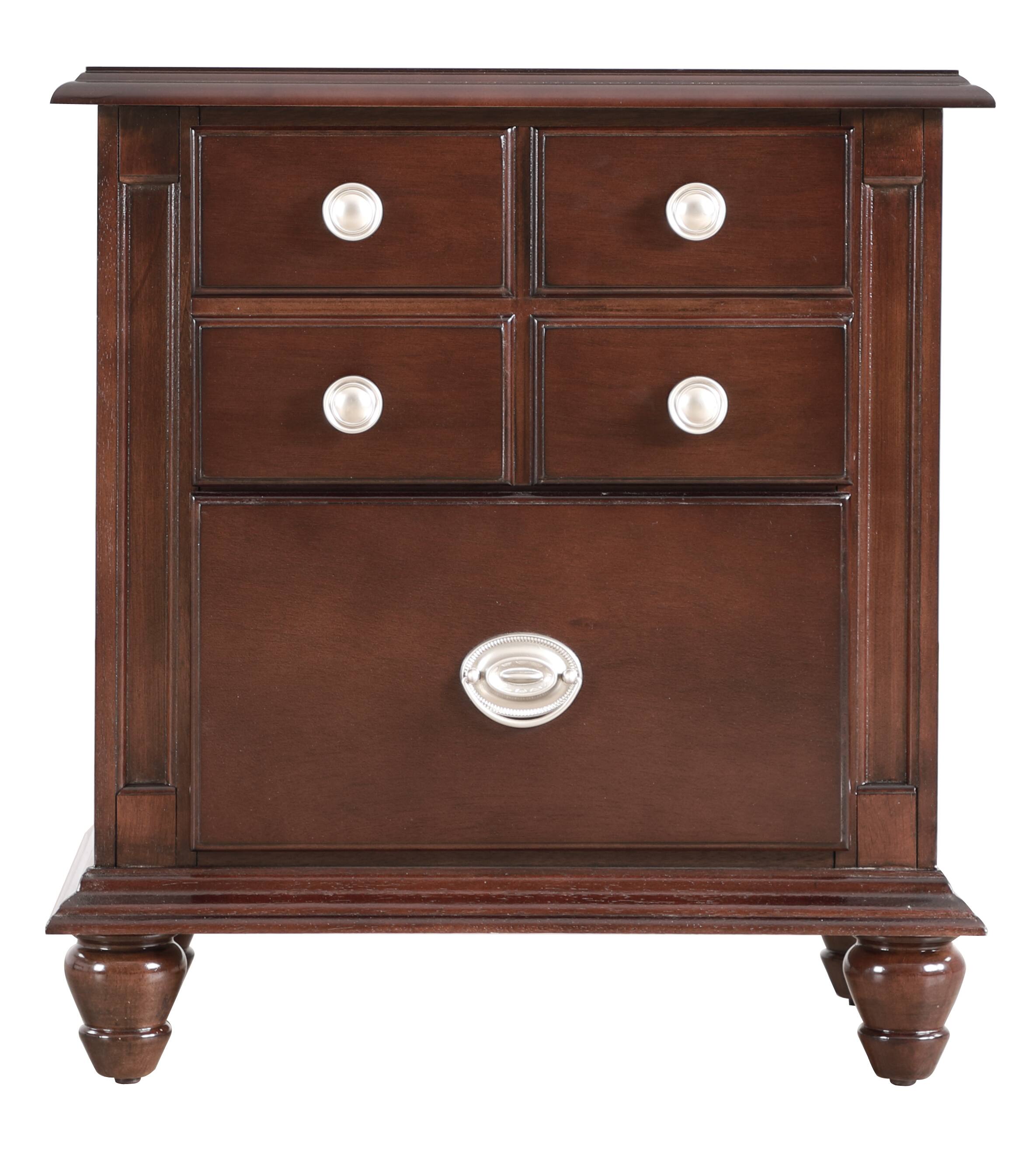 Alt View 2. Tiramisubest - Cappuccino Night Stand with Real Wood Veneers and Nickle Hardware - Beige.