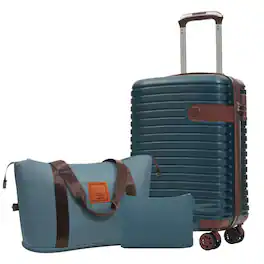 BreeBe - Luggage Sets 3 Piece Carry on Luggage 22x14x9 Airline Approved, Lightweight Hardshell ABS Suitcases with Wheels, 20 inch - Inky Blue