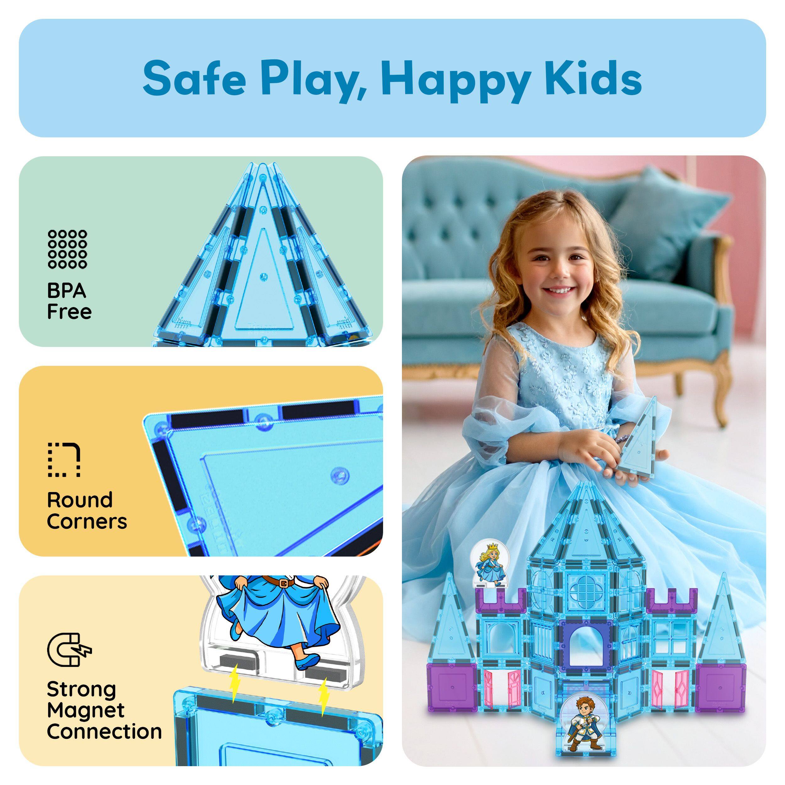 Safe Play, Happy Kids

- BPA Free
- Round Corners
- Strong Magnet Connection
